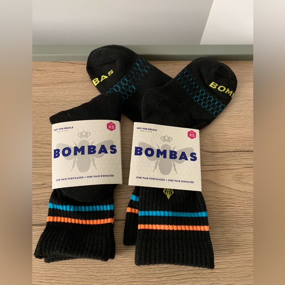 2 pair Bombas kids socks, new, extra small bundle of 2